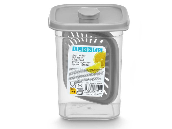 Leknes Exprimidor Tapa Dosificador Gris 1L con Dimensiones 10.5 x 15 x 10.5 cm (Set de 24)