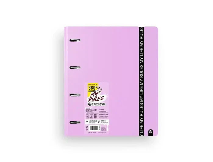 Carchivo Carpeblock 360 My Rules Malva con Recambio 100 Hojas A4