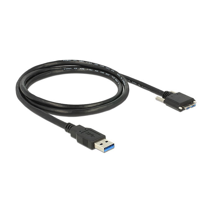 DeLOCK Cable USB 3.0 de 1 m, Tipo-A a Micro-USB B con tornillos, 5 Gbps