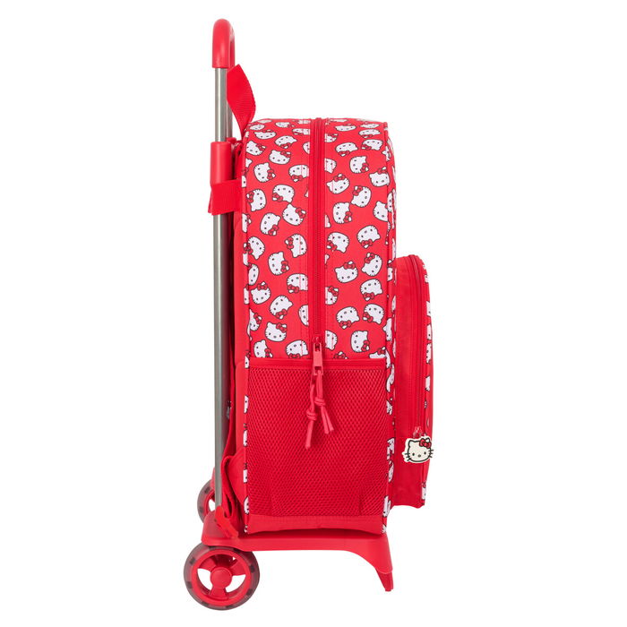 Mochila Escolar con Ruedas Hello Kitty Iconic Blanco Rojo 33 x 42 x 14 cm