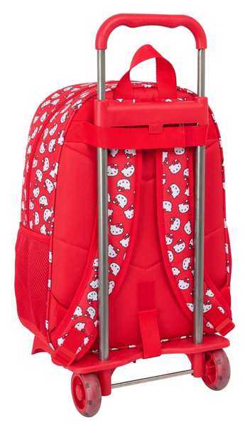 Mochila Escolar con Ruedas Hello Kitty Iconic Blanco Rojo 33 x 42 x 14 cm