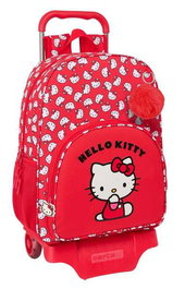Mochila Escolar con Ruedas Hello Kitty Iconic Blanco Rojo 33 x 42 x 14 cm