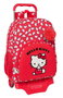 Mochila Escolar con Ruedas Hello Kitty Iconic Blanco Rojo 33 x 42 x 14 cm