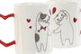 DKD Home Decor Set de 2 Tazas Gatos Love en Porcelana