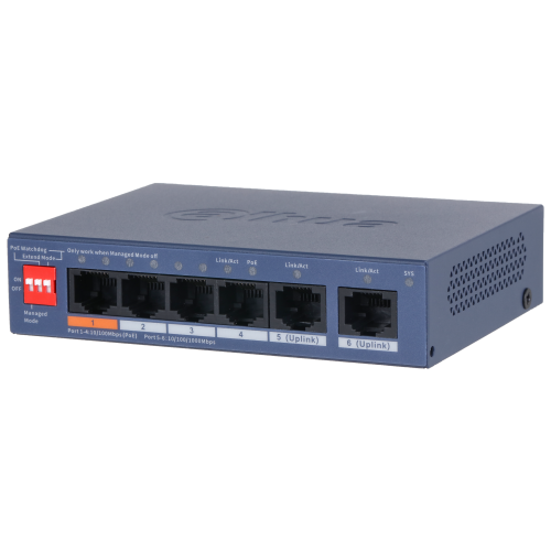 Dahua DH-CS4006-4ET2GT-60 Switch 6 Puertos, 4 PoE, 2 Gigabit, L2 Cloud Managed Dahua DH-CS4006-4ET2GT-60 Switch 6 Puertos, 4 PoE, 2 Gigabit, L2 Cloud Managed