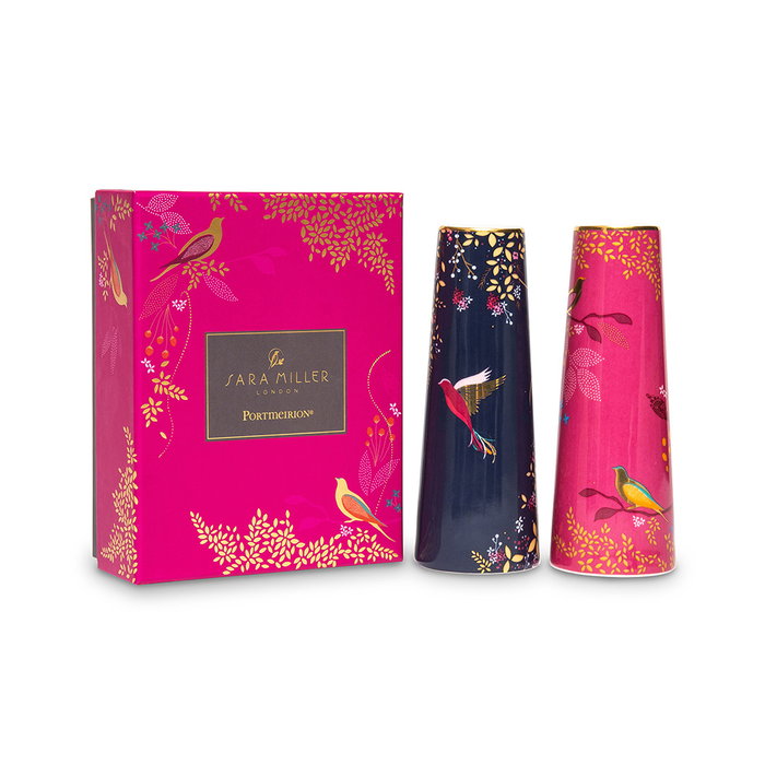 Portmeirion Juego Salero y Pimentero Colección Sara Miller Adornado con Oro de 22 Quilates