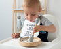 KioKids Set Vajilla Infantil Silicona y Bambú Gris con Cuchara-Tenedor +4 Meses