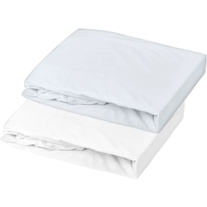 P'tit Dodo Juego de 2 Sábanas Bajeras Jersey 70 x 140 cm Blanco / Azul Claro P'tit Dodo Juego de 2 Sábanas Bajeras Jersey 70 x 140 cm Blanco / Azul Claro