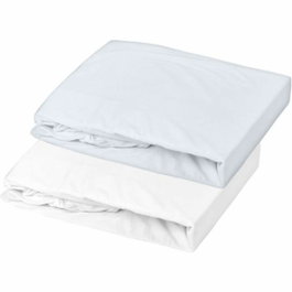P'Tit Dodo Juego de 2 sábanas bajeras Jersey 70 x 140 cm - Blanco / Azul claro