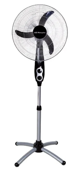 Orbegozo SF 0156 Ventilador de Pie 45 cm con 3 Velocidades, Oscilación, Temporizador 120 min y Altura Ajustable (134-155 cm) - Negro Metálico