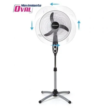 Orbegozo SF 0156 Ventilador de Pie 60W, Aspas 45cm, 3 Velocidades, Oscilación Oval, Altura Ajustable, Temporizador