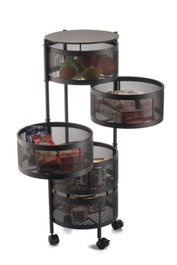 DKD Home Decor Camarera Carrito Cocina con 5 Cestas Metal Negro 33.5 x 90 x 33.5 cm