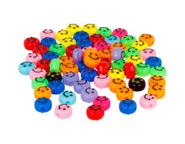 Innspiro Bote de 450 Cuentas de Plástico con Caras Sonrientes Colores Surtidos