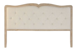 DKD Home Decor Cabecero Cama Tradicional Beige Lino y Rubberwood 10 x 120 x 160 cm