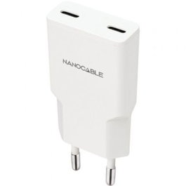 Nanocable Cargador de Pared 2xUSB-C PD 25W Blanco