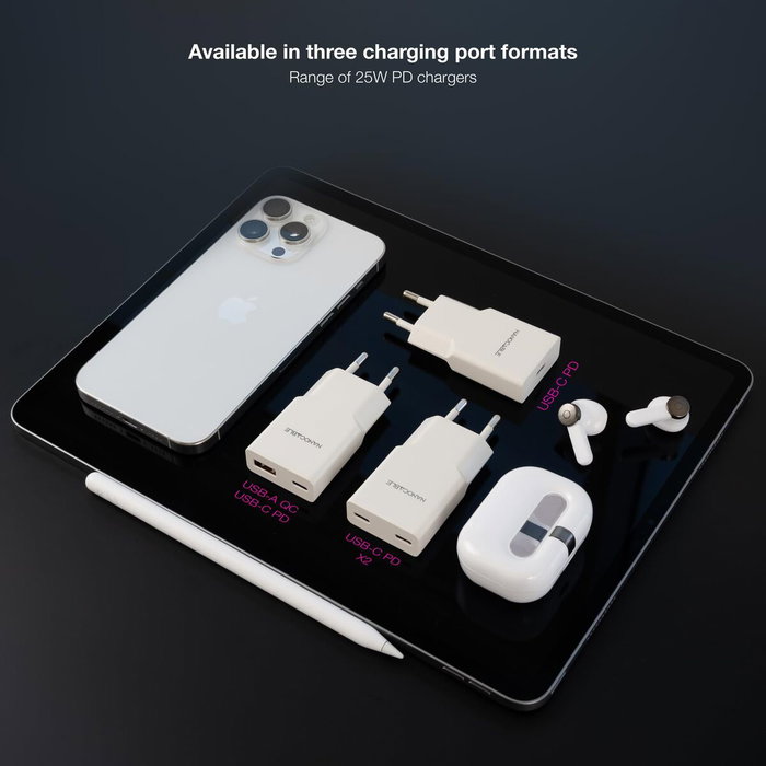 Nanocable Cargador de Pared 2xUSB-C PD 25W Blanco