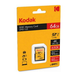 Kodak Tarjeta de Memoria SDXC 64GB UHS-I U3 V30 Ultra, Clase 10, 95 MB/s