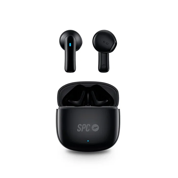 SPC Zion 2 Play Auriculares Inalámbricos True Wireless Bluetooth 5.3, 7h Autonomía + 28h con Estuche, Control Táctil, USB-C, Manos Libres, Color Negro