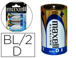 Maxell Pila Alcalina 1.5v Tipo D LR20 Blister de 2 Unidades