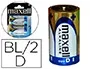 Maxell Pila Alcalina 1.5v Tipo D LR20 Blister de 2 Unidades