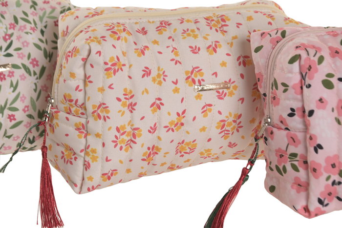 DKD Home Decor Surtido de Neceseres de Flores Primavera, Multicolor/Verde/Lila