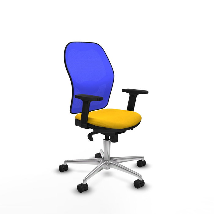 PIQUERAS Y CRESPO Silla de oficina Jorquera con mecanismo Sincro, Tela Amarilla y Malla Azul PIQUERAS Y CRESPO Silla de oficina Jorquera con mecanismo Sincro, Tela Amarilla y Malla Azul