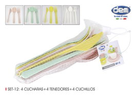 Dem Set 12 Cubiertos PP Pastel 26 cm Largo x 7 cm Ancho x 4 cm Alto (24 Unidades)