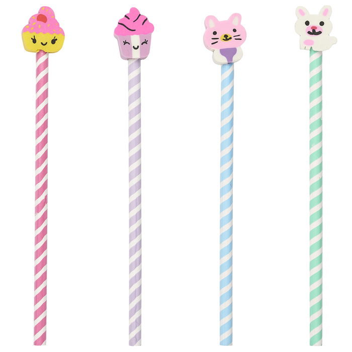The Concept Factory Lápiz con Goma de Borrar My Funny Papet Modelos Surtidos Magdalena Tarta Conejo Gato