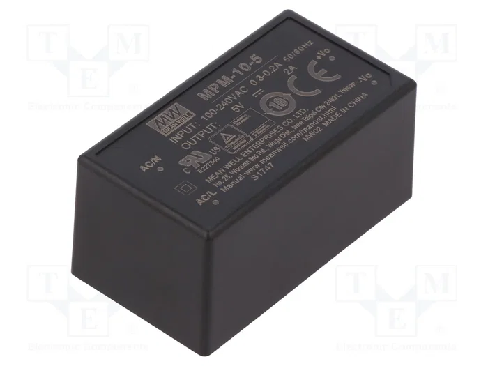 MEAN WELL MPM-10-5 Convertidor AC/DC 10W 5V 2A MEAN WELL MPM-10-5 Convertidor AC/DC 10W 5V 2A