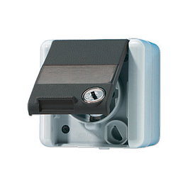 Jung 820 NA W SL AP/WD Toma de corriente con campo de inscripción y cerradura