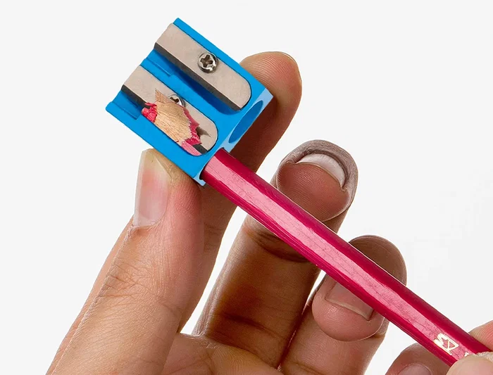 Liderpapel Sacapuntas Cuña 2 Usos Metálico Azul Robusto Cuerpo Aluminio