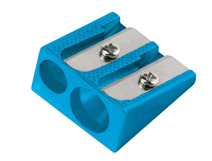 Liderpapel Sacapuntas Cuña 2 Usos Metálico Azul Robusto Cuerpo Aluminio