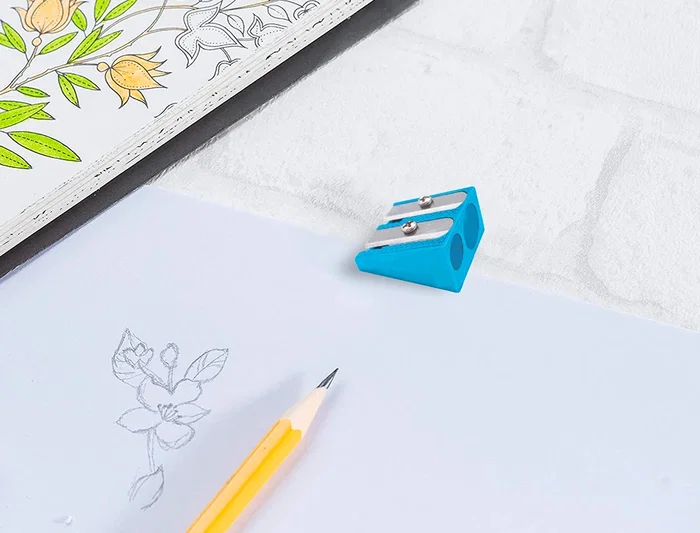 Liderpapel Sacapuntas Cuña 2 Usos Metálico Azul Robusto Cuerpo Aluminio