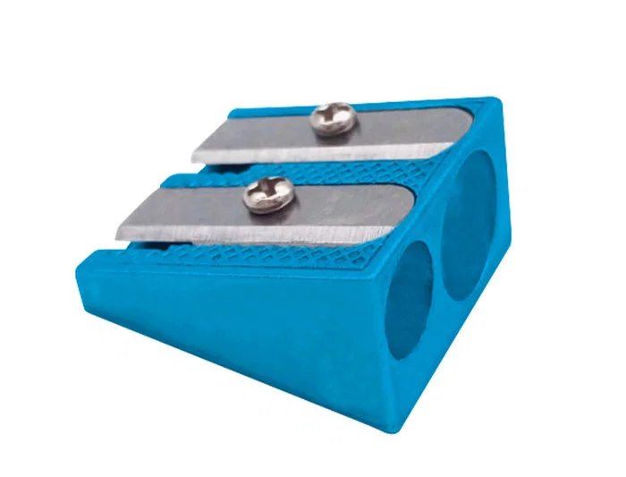 Liderpapel Sacapuntas Cuña 2 Usos Metálico Azul Robusto Cuerpo Aluminio