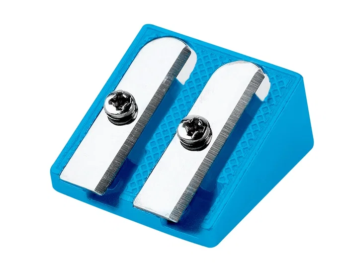 Liderpapel Sacapuntas Cuña 2 Usos Metálico Azul Robusto Cuerpo Aluminio