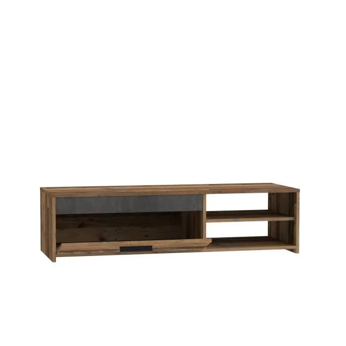 Paco Mueble TV PCOT11-C754 Madera Vieja Hormigón Gris Oscuro 1 Cajón 2 Nichos L 120 x P 42,1 x H 31,8 cm Paco Mueble TV PCOT11-C754 Madera Vieja Hormigón Gris Oscuro 1 Cajón 2 Nichos L 120 x P 42,1 x H 31,8 cm