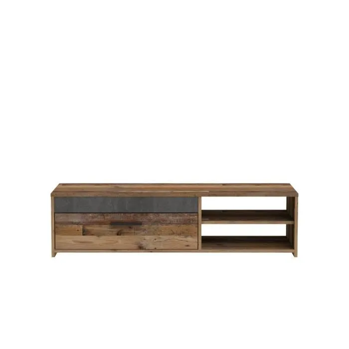 Paco Mueble TV PCOT11-C754 Madera Vieja Hormigón Gris Oscuro 1 Cajón 2 Nichos L 120 x P 42,1 x H 31,8 cm Paco Mueble TV PCOT11-C754 Madera Vieja Hormigón Gris Oscuro 1 Cajón 2 Nichos L 120 x P 42,1 x H 31,8 cm