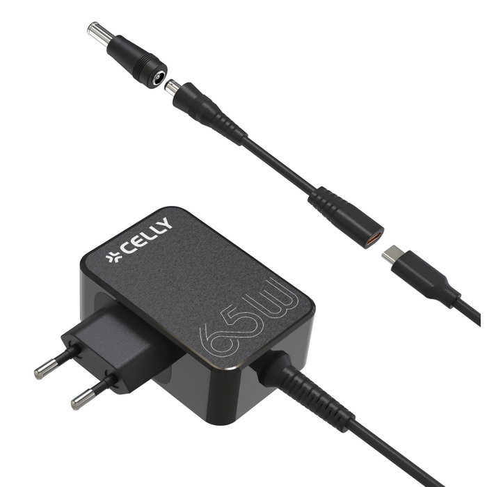 Celly Cargador de Pared USB-C 65W con Adaptadores Portátiles Celly Cargador de Pared USB-C 65W con Adaptadores Portátiles