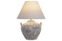 DKD Home Decor Lámpara de Sobremesa Dolomite Lino Marrón y Crudo con 2 Asas