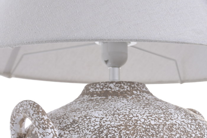 DKD Home Decor Lámpara de Sobremesa Dolomite Lino Marrón y Crudo con 2 Asas DKD Home Decor Lámpara de Sobremesa Dolomite Lino Marrón y Crudo con 2 Asas