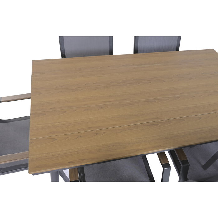 DKD Home Decor Mesa Comedor Set 7 Acero 150x90x73 para 6 Comensales