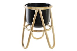 DKD Home Decor Macetero Colonial Natural Negro Bambú Metal 26 x 40 x 26 cm