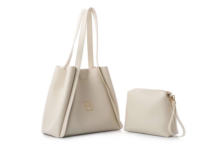 Lucky Bees Bolsa de Hombro Crema Cuero de Polivinilo Elegante y Sofisticada para Mujer Accesorio de Moda