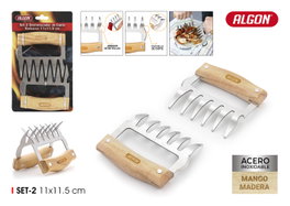 Algon Bbq Set de 2 Desmenuzadores de Carne BBQ Wood