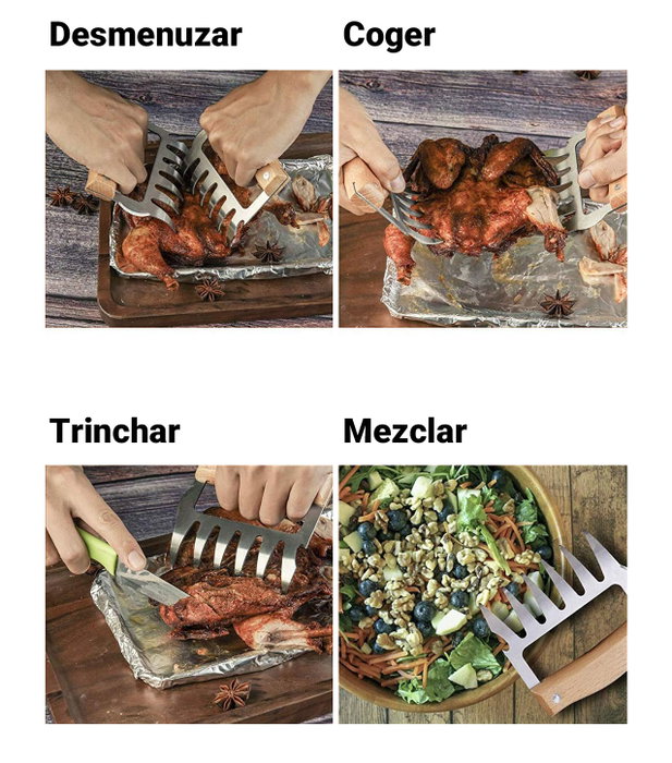 Algon Bbq Set de 2 Desmenuzadores de Carne BBQ Wood