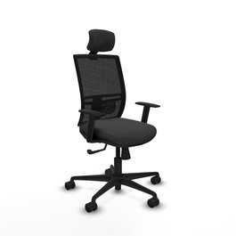PIQUERAS Y CRESPO Silla de oficina Yunquera con mecanismo Sincro, Gris oscuro y Negro