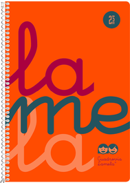LAMELA Cuaderno espiral 4º 80 hojas 90g naranja cuadrovia 2,5mm