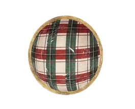 DKD Home Decor Cuenco Tartan Lacado Rojo de Madera de Mango