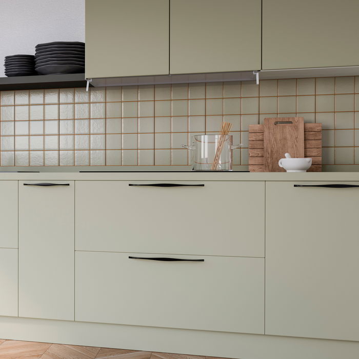 Emuca Lote de 8 tiradores para mueble Varna, L181mm, intereje 160mm, Zamak, Pintado negro