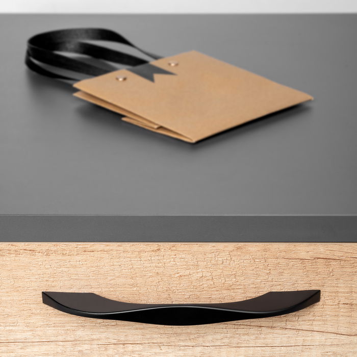 Emuca Lote de 8 tiradores para mueble Varna, L181mm, intereje 160mm, Zamak, Pintado negro